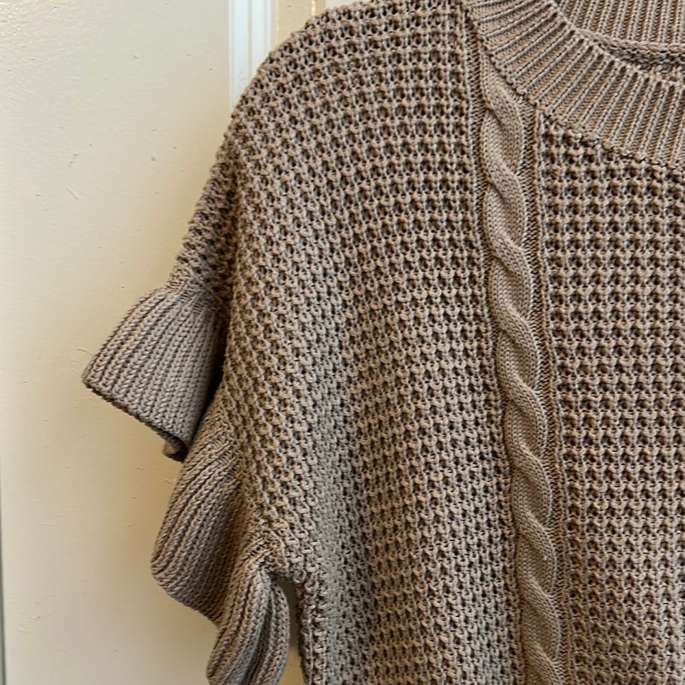 Tan Short Sleeve Knit Sweater - Picture 7 of 12